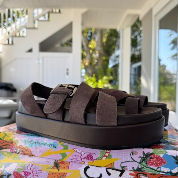 Jeffrey Campbell Hebrides Footbed Platform Sandals in Suede Brown Size 7.5 - Picture 10 of 14